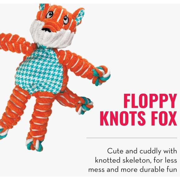 KONG Floppy Knots Fox Dog Squeaky Toy Small Medium Breed NEW - Picture 2 of 8